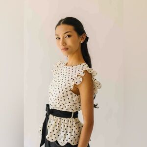 Piper and Scoot NWT Polka Dot Peplum Blouse